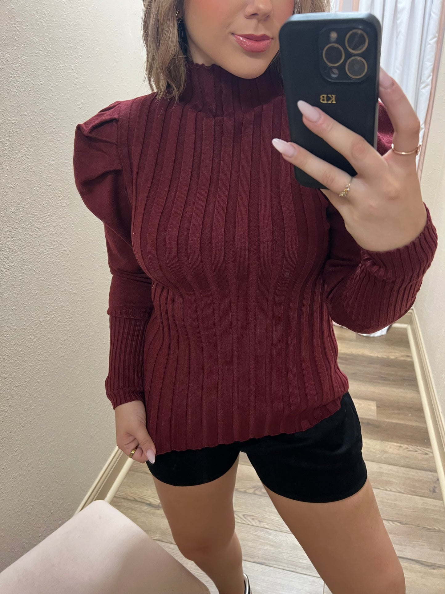 Burgundy Ribbed Sweater