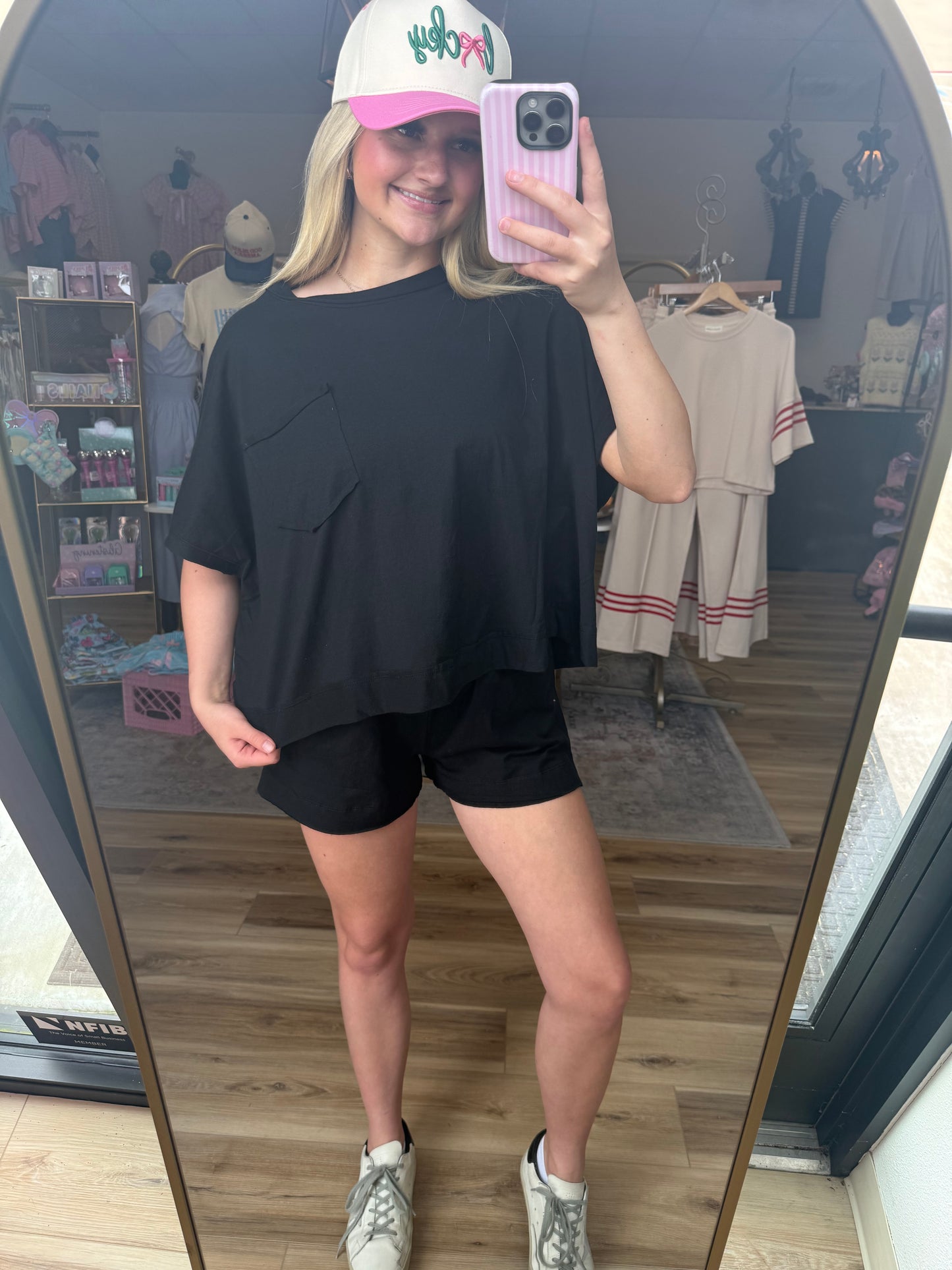 Black Pocket Tee Set
