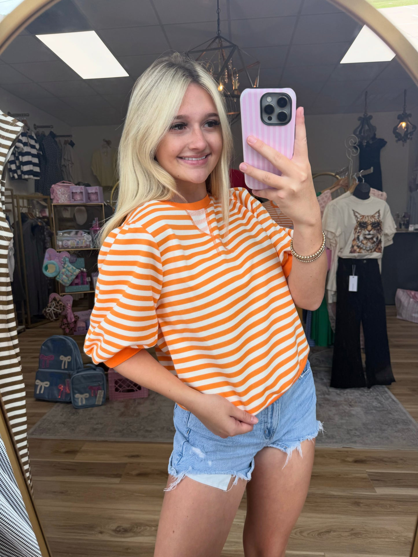 Orange/White Spirit Stripe Top