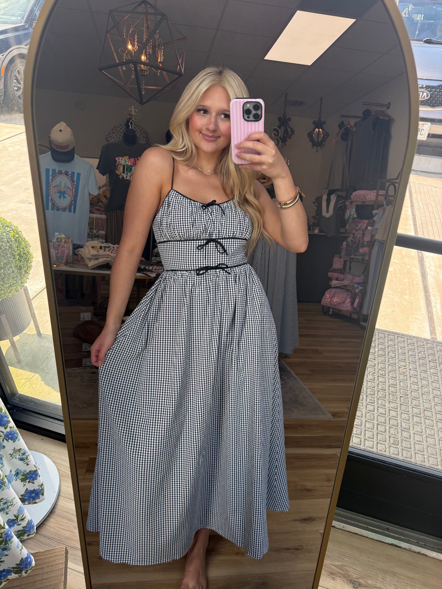 Black/White Striped Bow Maxi