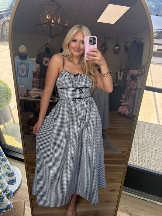 Black/White Striped Bow Maxi