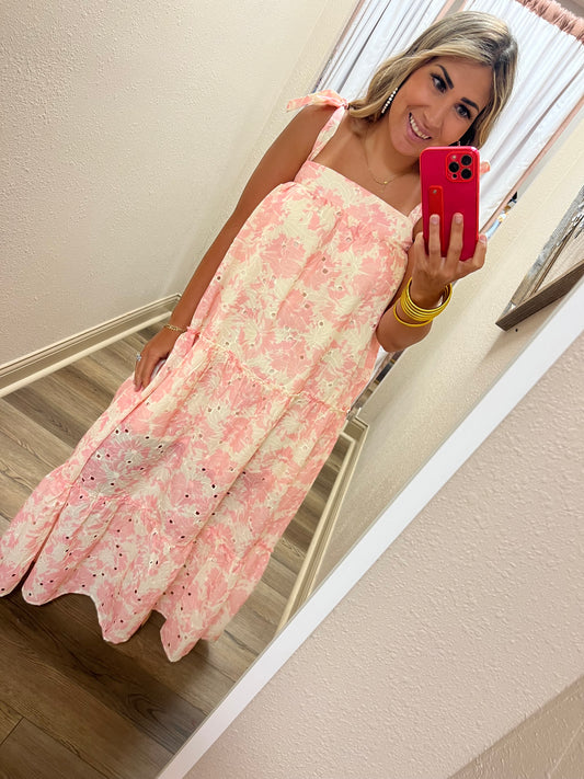 Cream/Pink Floral Maxi