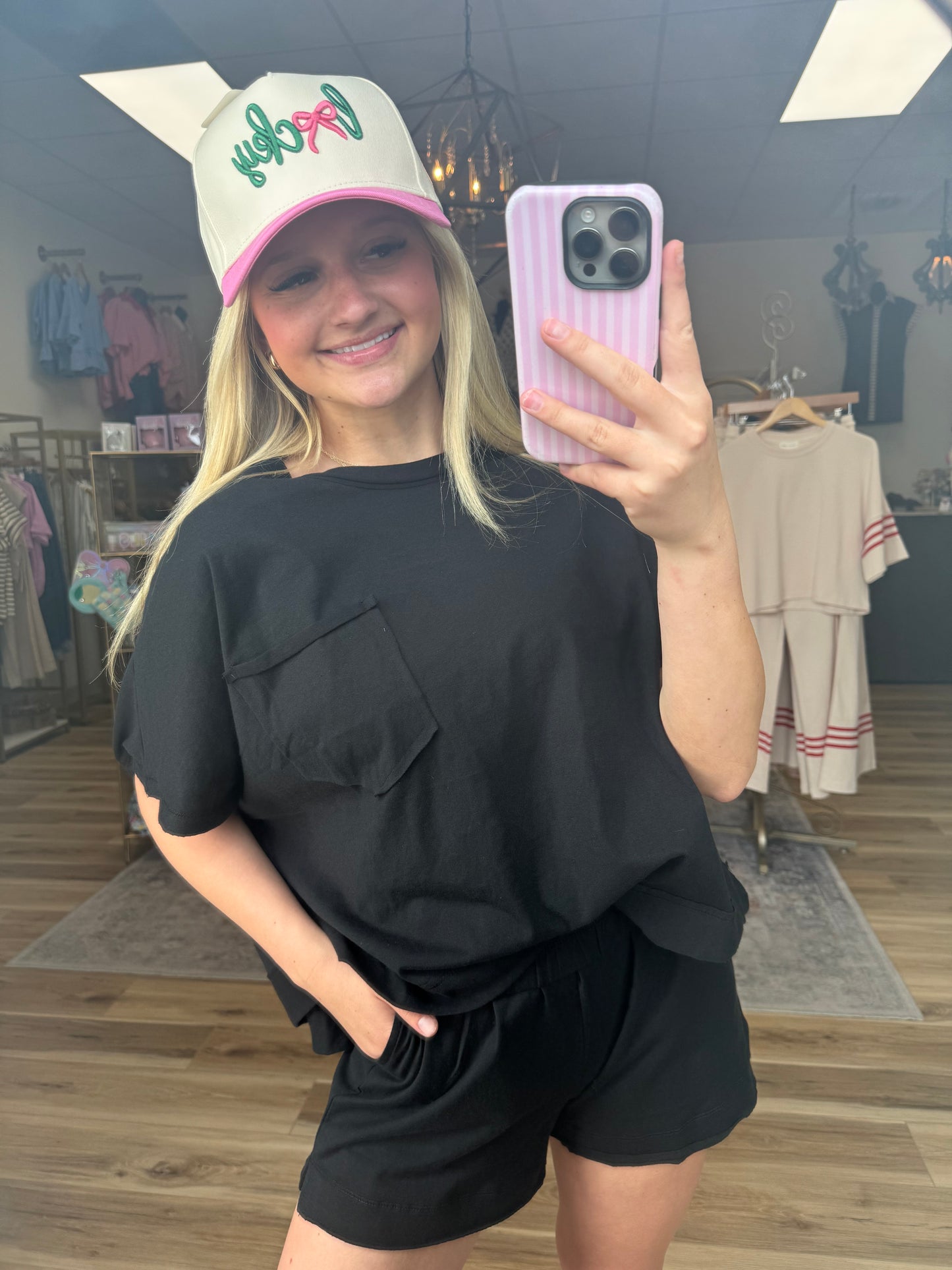 Black Pocket Tee Set