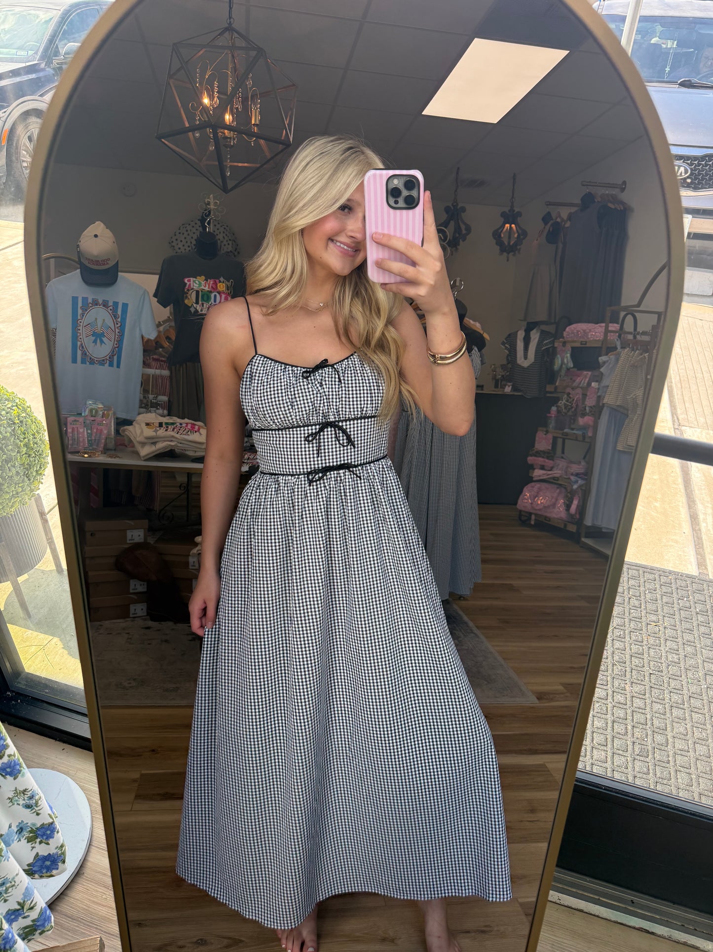 Black/White Striped Bow Maxi