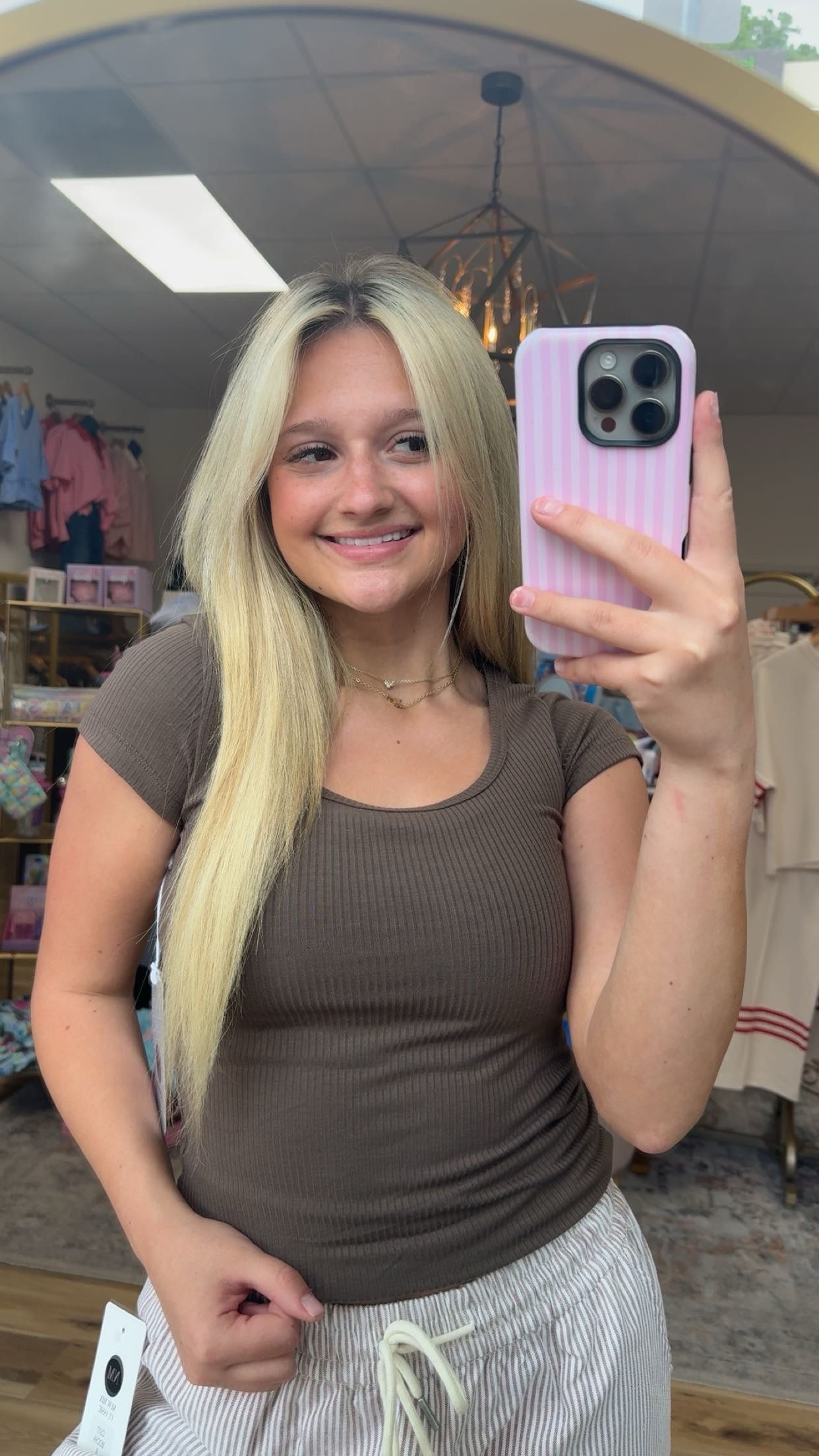 Brown scoop neck basic tee