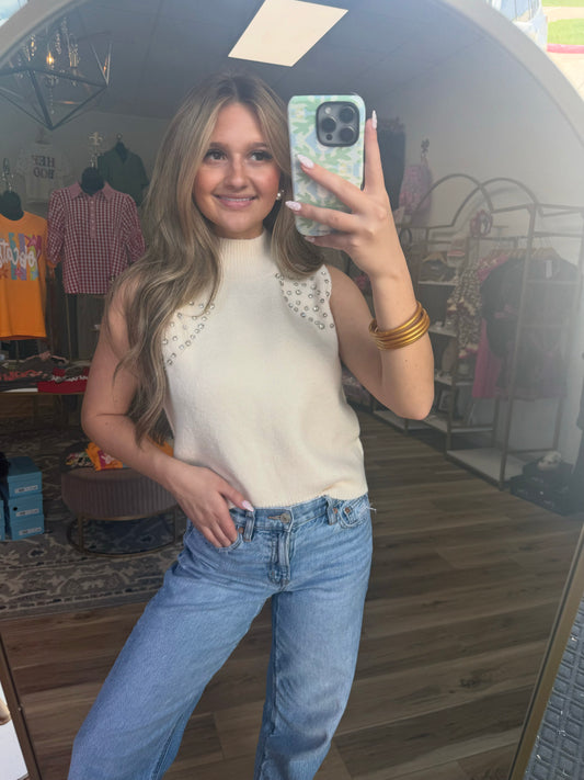 Cream Turtle Neck Sweater Top