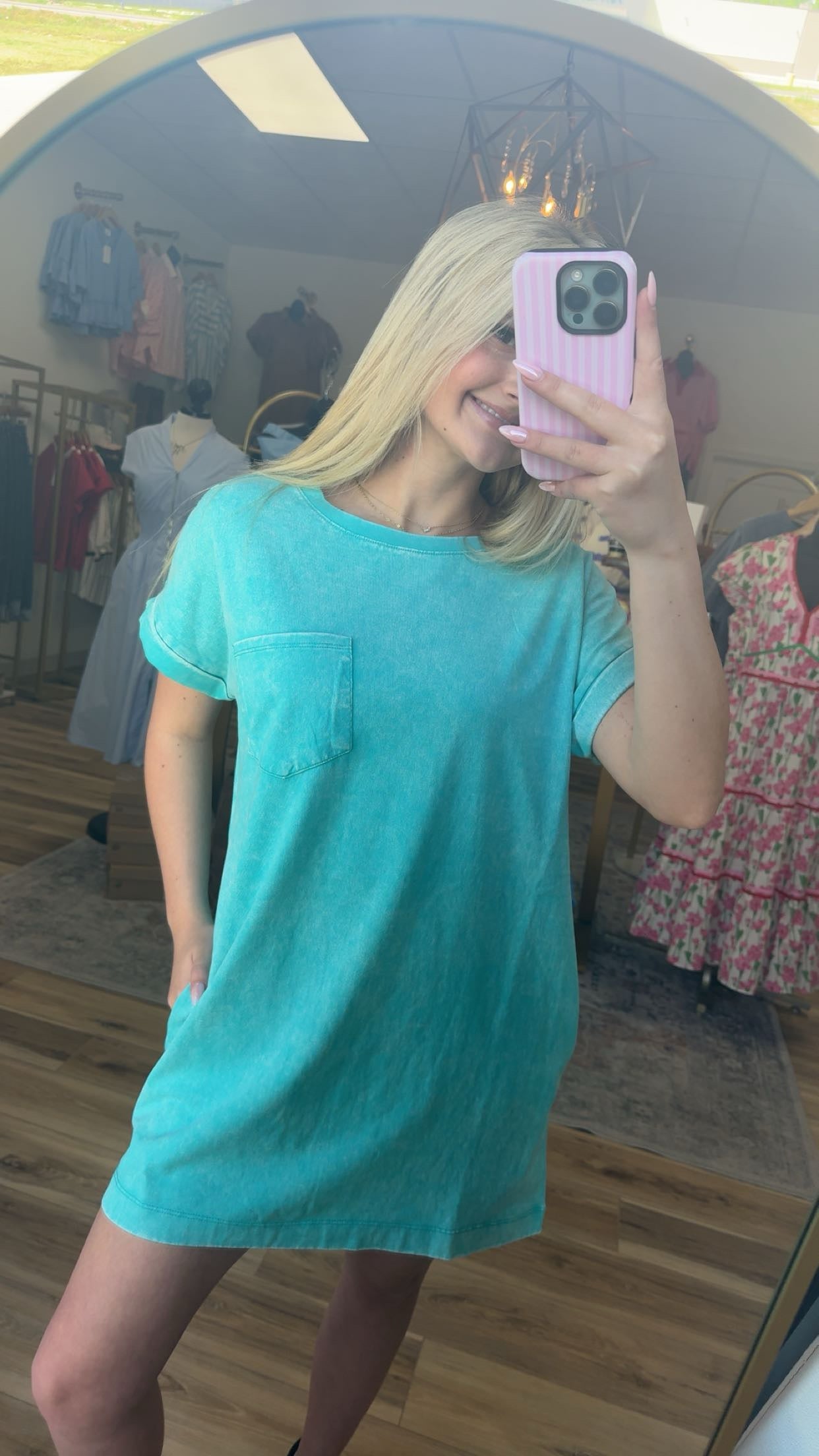 Teal t-shirt dress