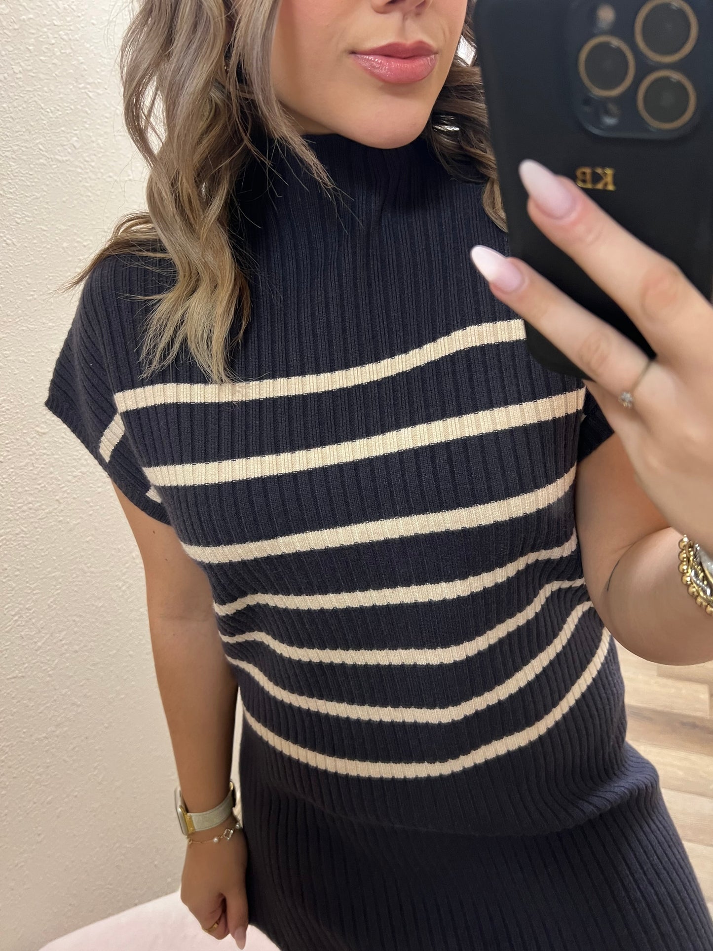 Charcoal Stripe Sweater Dress