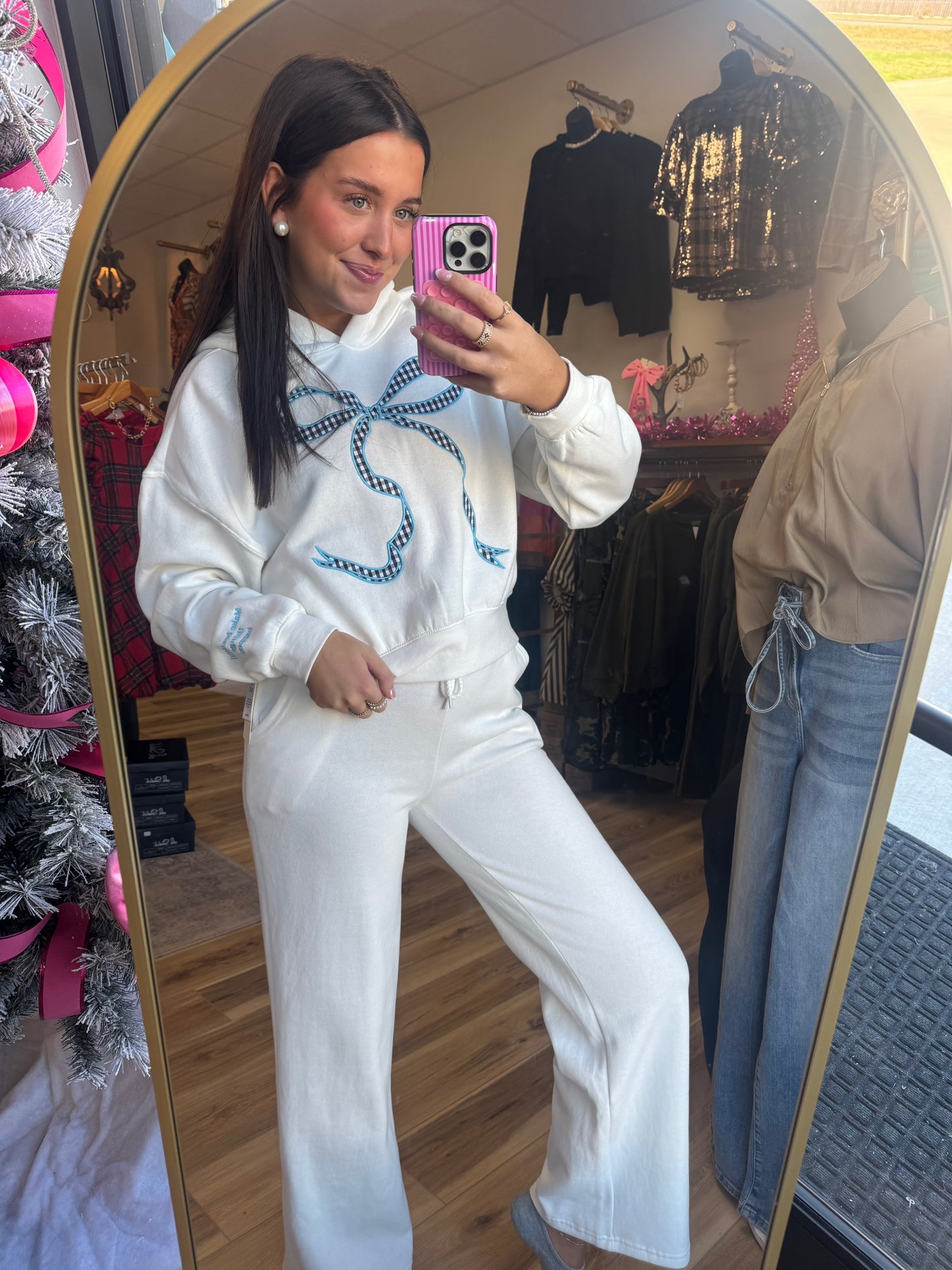 Bow Detail Hoodie Set