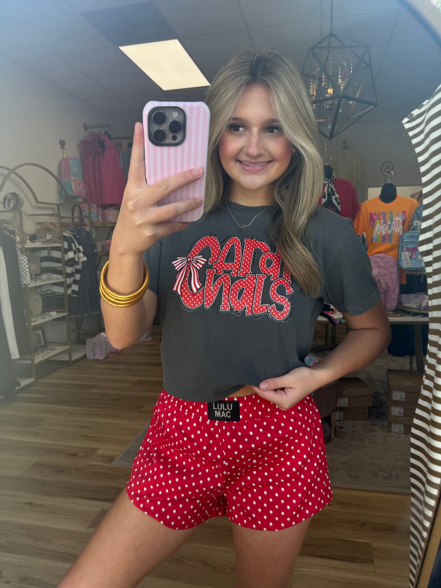 Red/White Polka Dot Lulu Mac Shorts