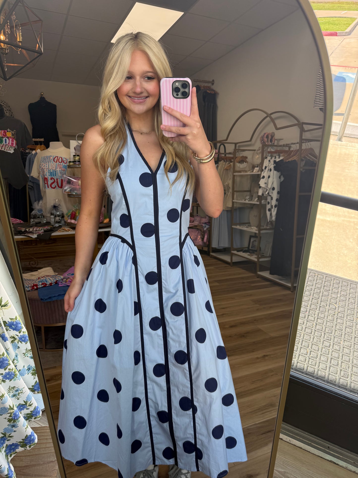 Two-toned Blue Polka Dot Maxi