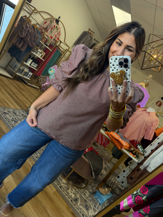 Multi-Color Striped Ruffle Top