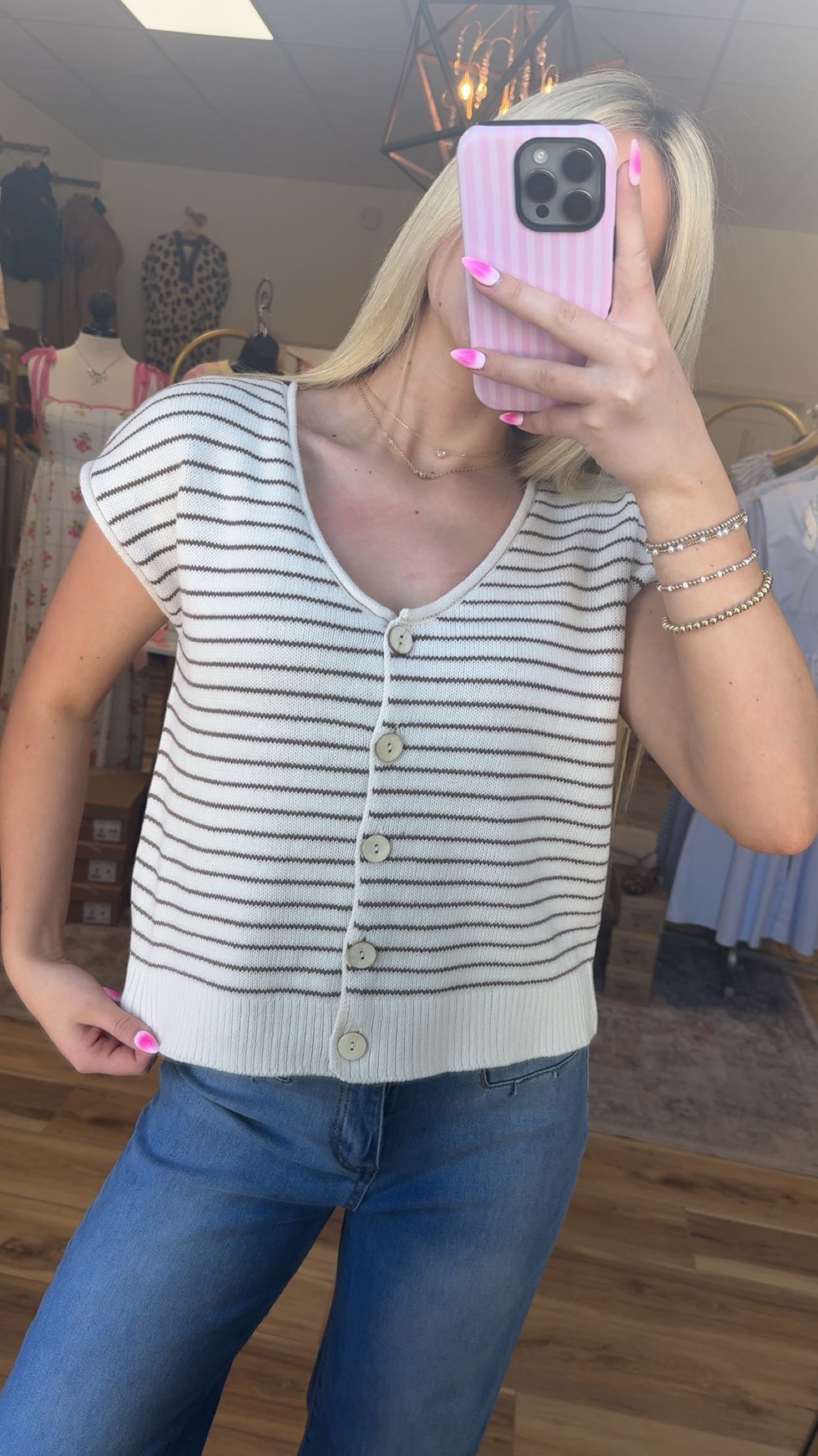 Scoop Neck White Stripe Top