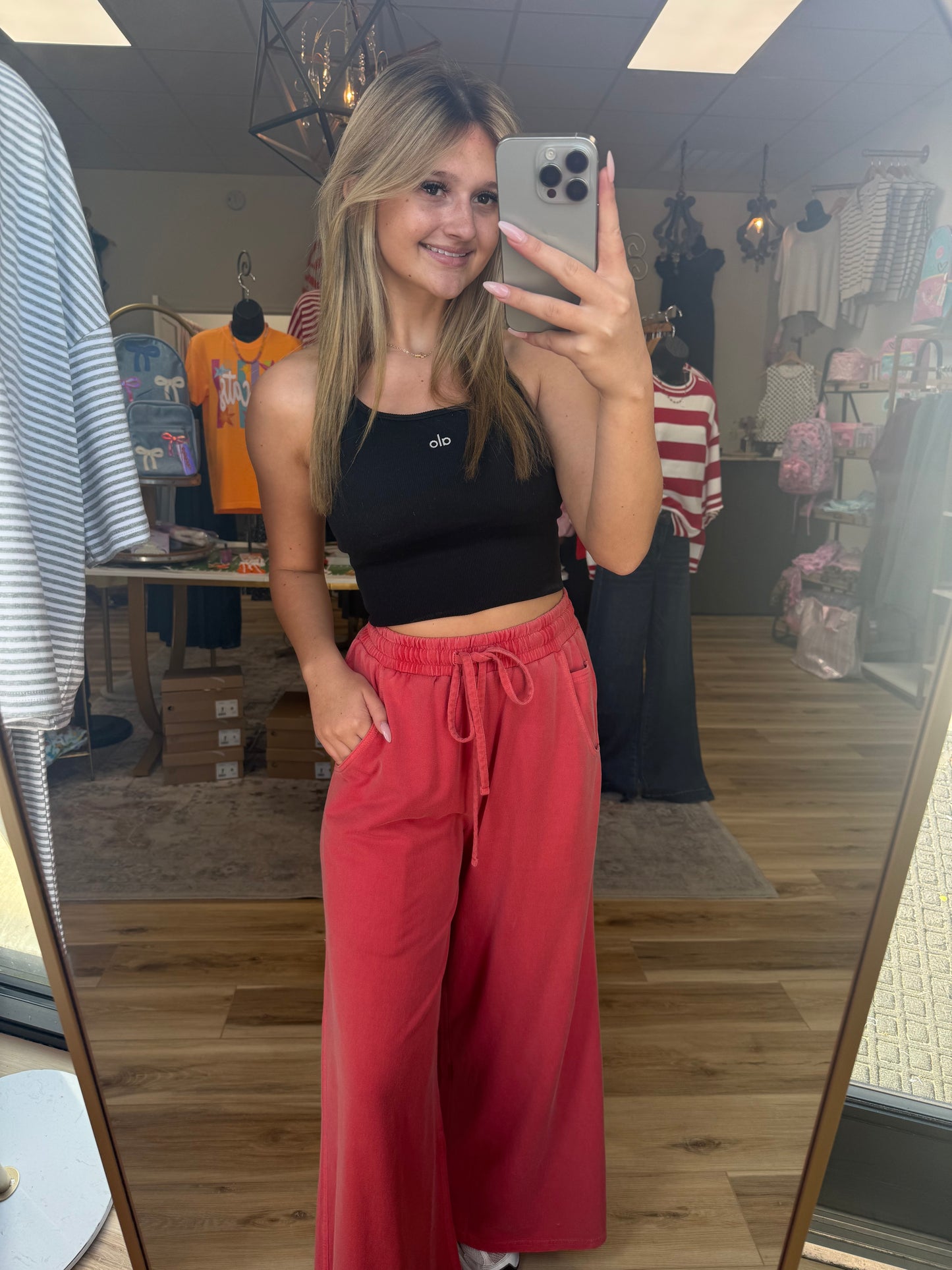 Red Wide-leg Sweatpants