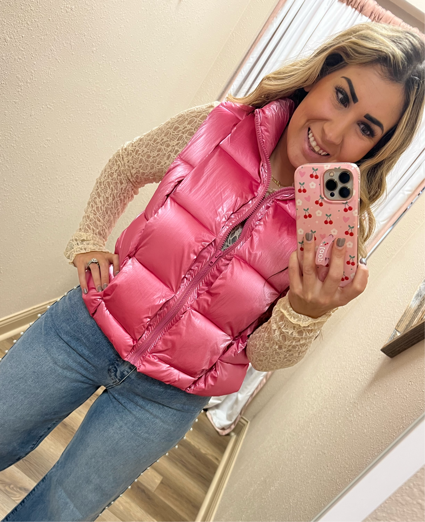 Metallic Pink Puffer Vest