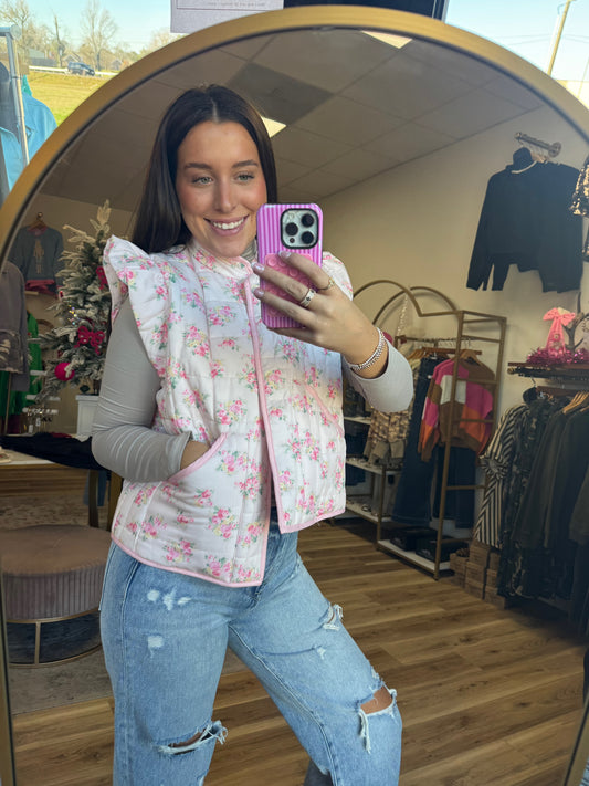 Floral Ruffle Vest