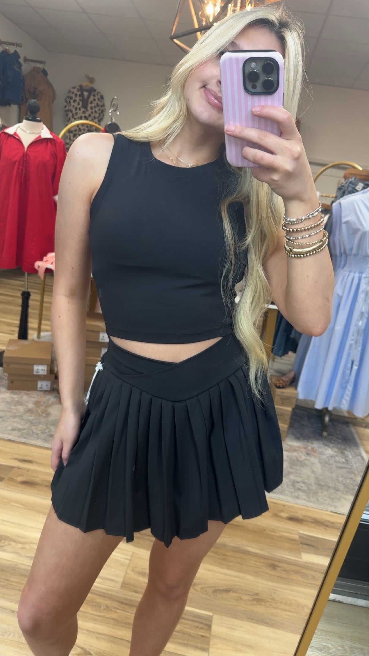 Black crossover athletic skirt