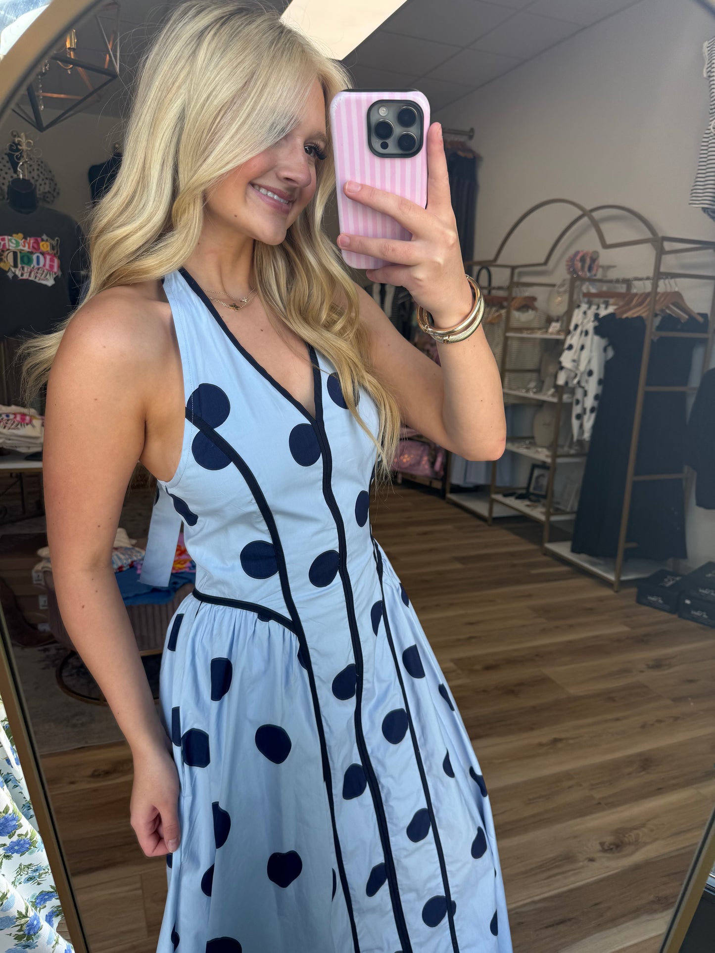 Two-toned Blue Polka Dot Maxi