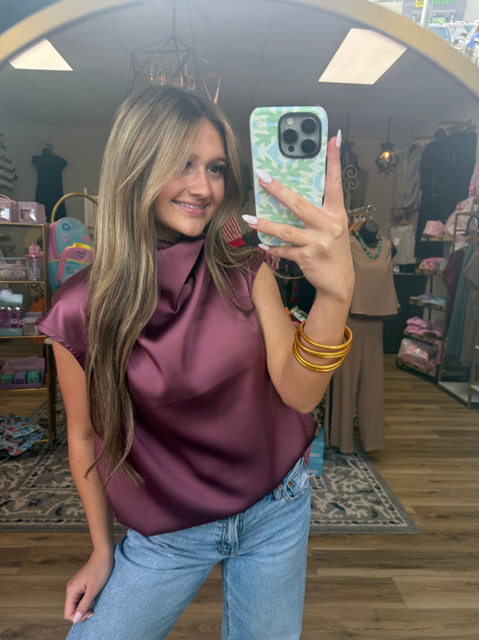 Mauve Satin Top