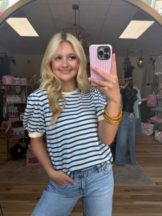 Blue/Cream Striped Top