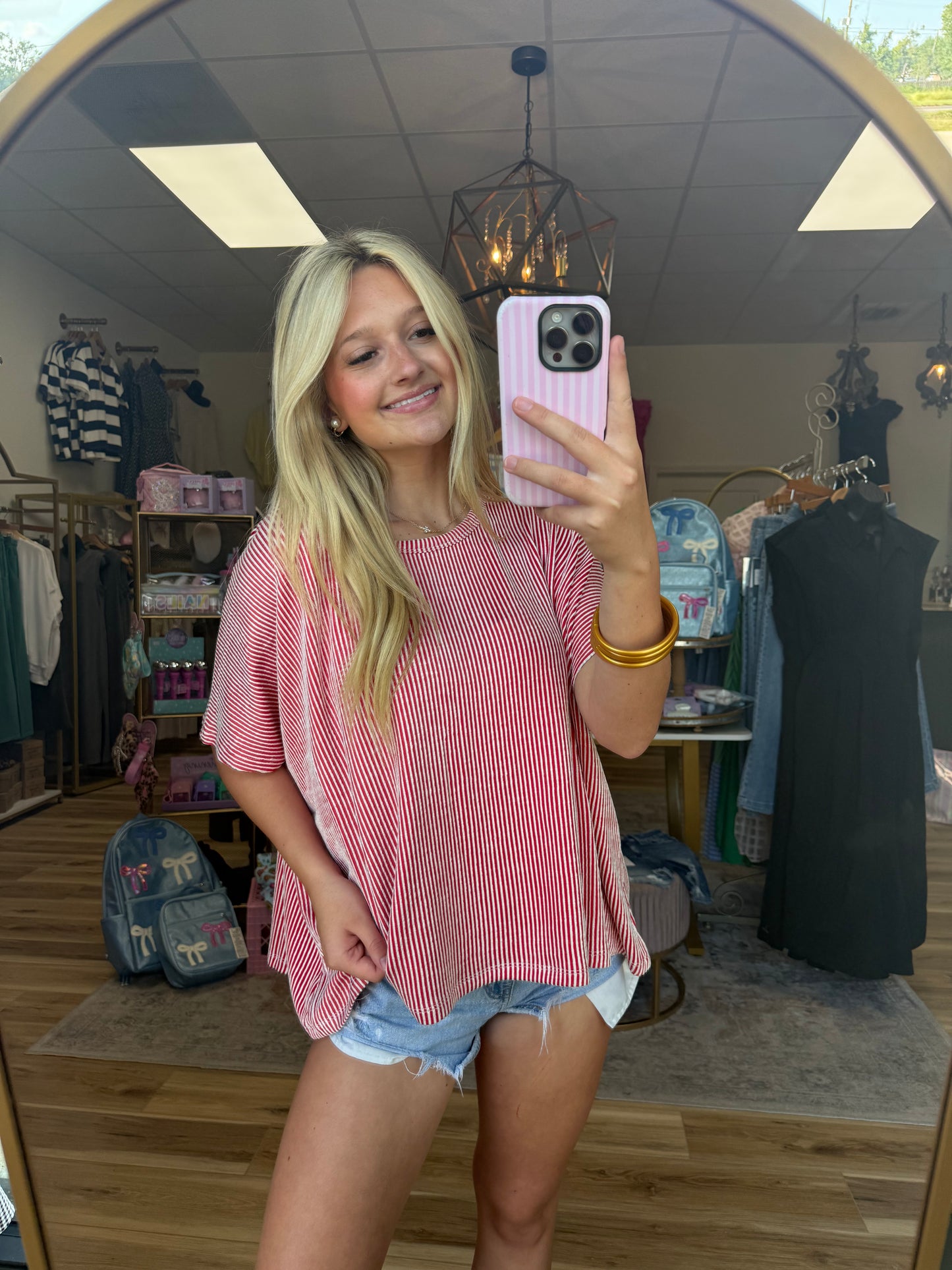 Red/White Soft Ribbed Tee