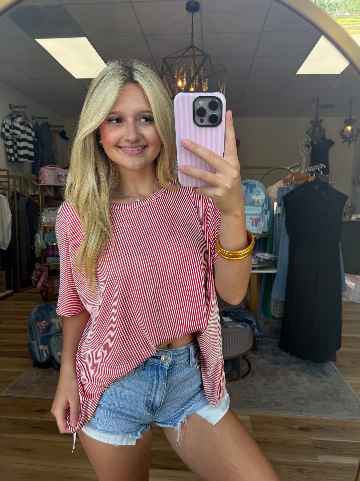 Red/White Soft Ribbed Tee
