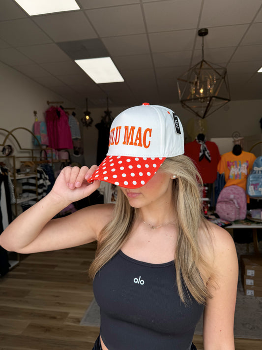 Orange/White Polka Dot Hat