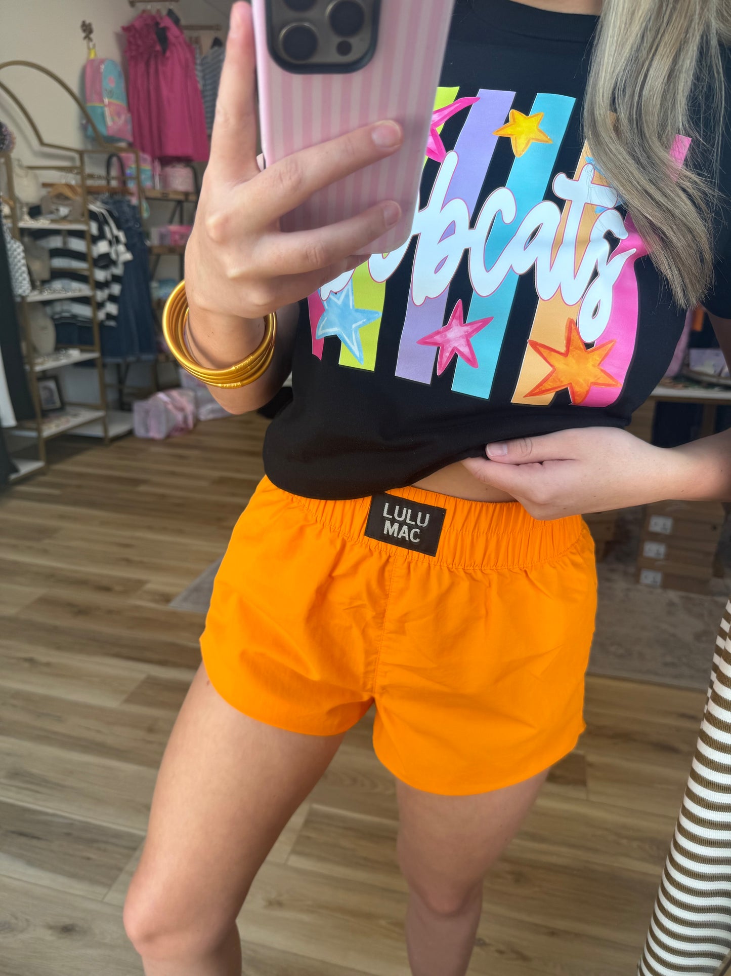 Orange Lulu Mac Shorts