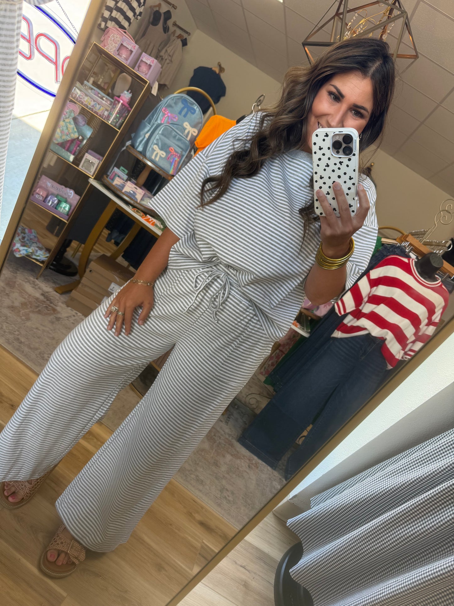 Grey/White Stripe Pant Set