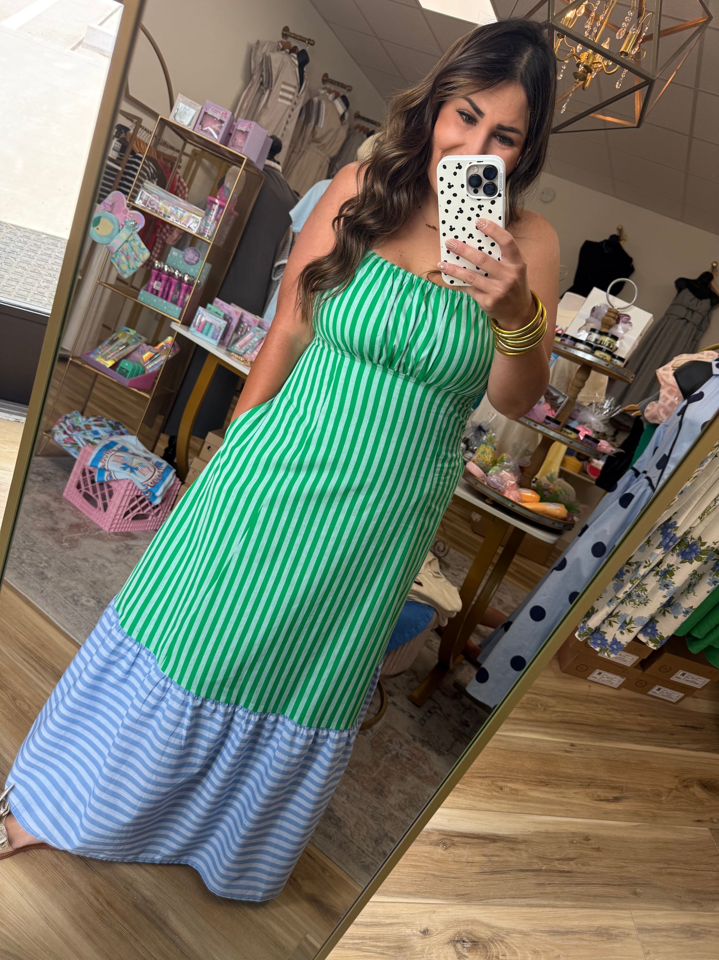Blue/Green Striped Summer Maxi