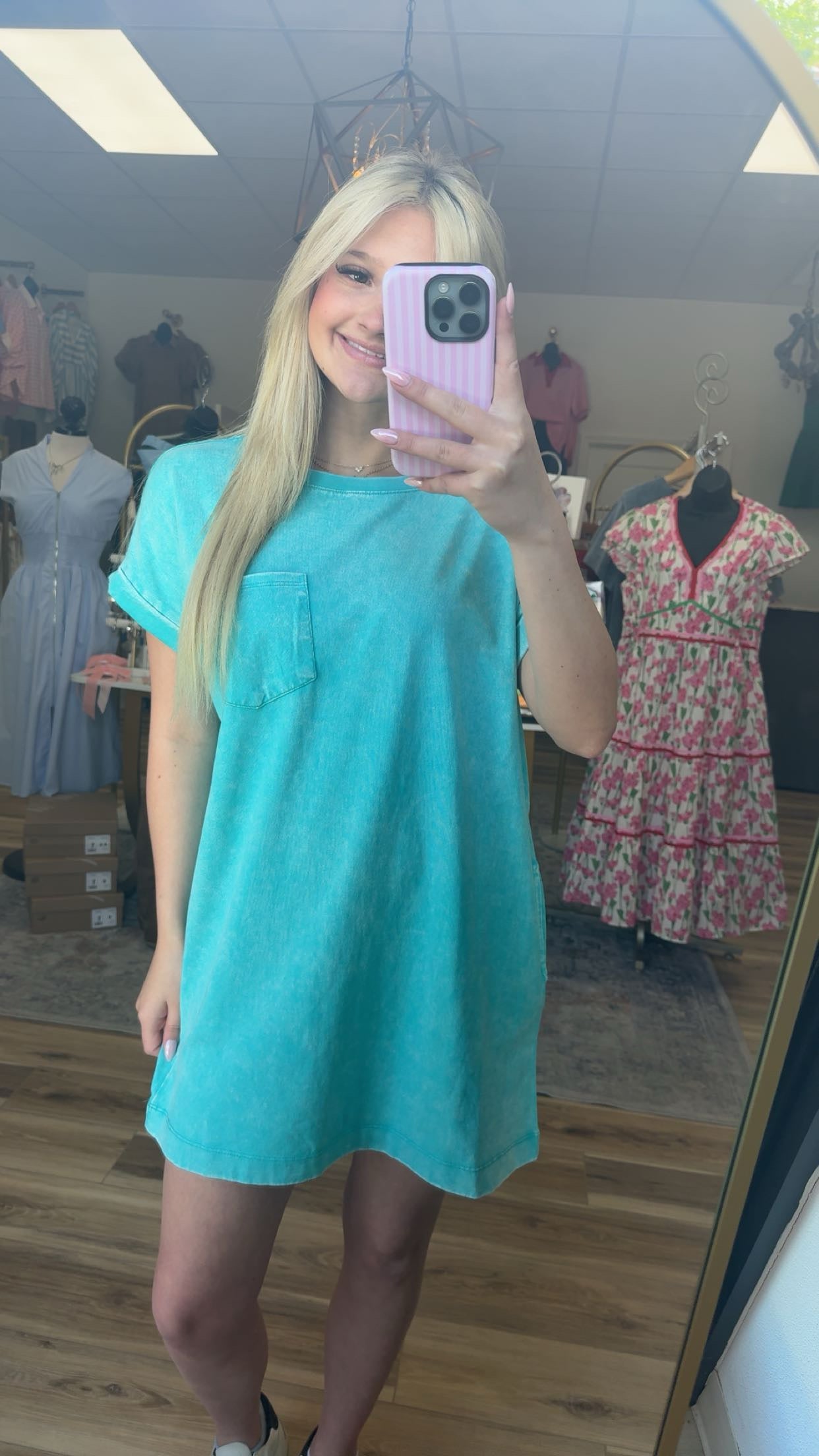 Teal t-shirt dress