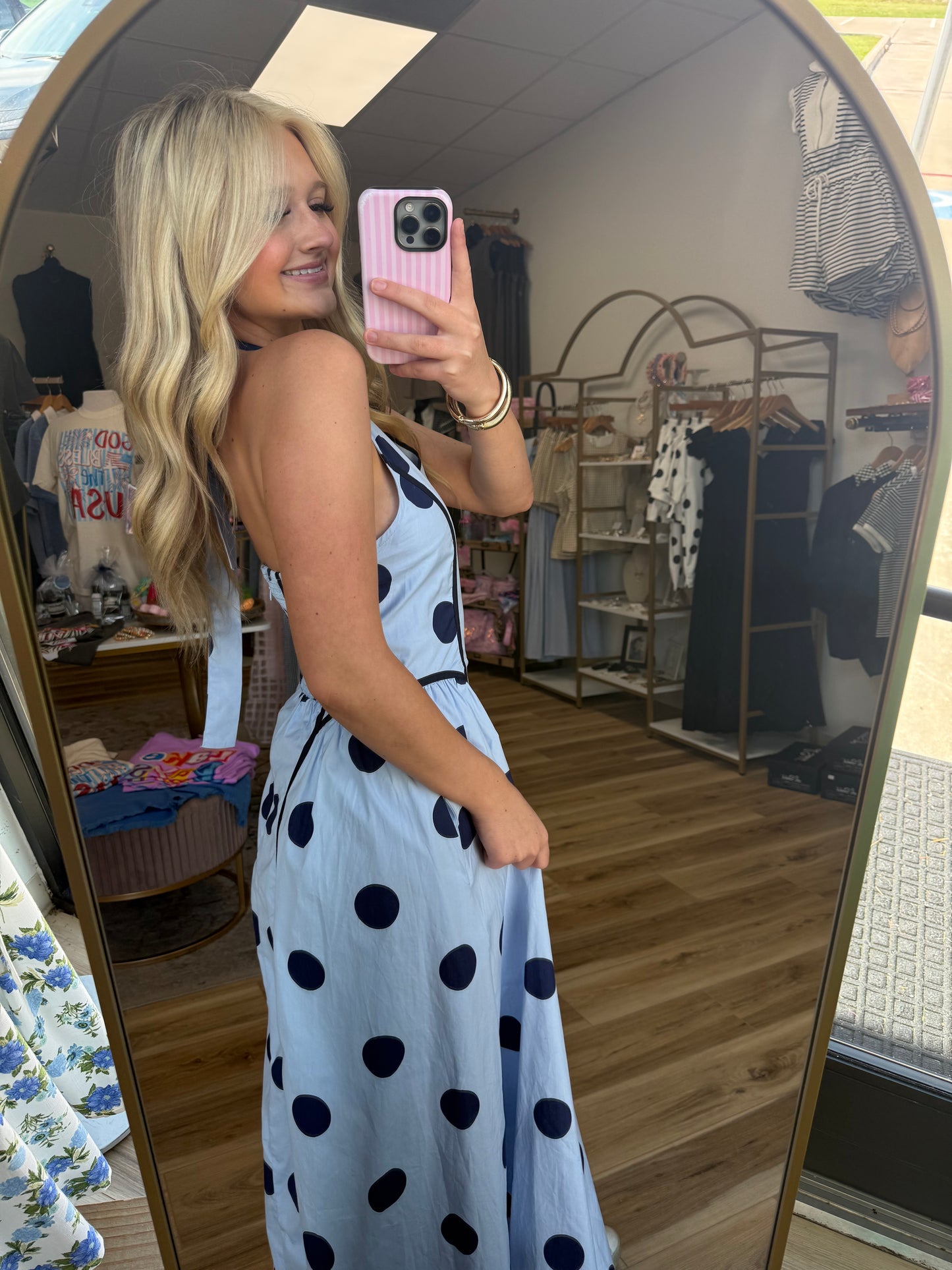 Two-toned Blue Polka Dot Maxi