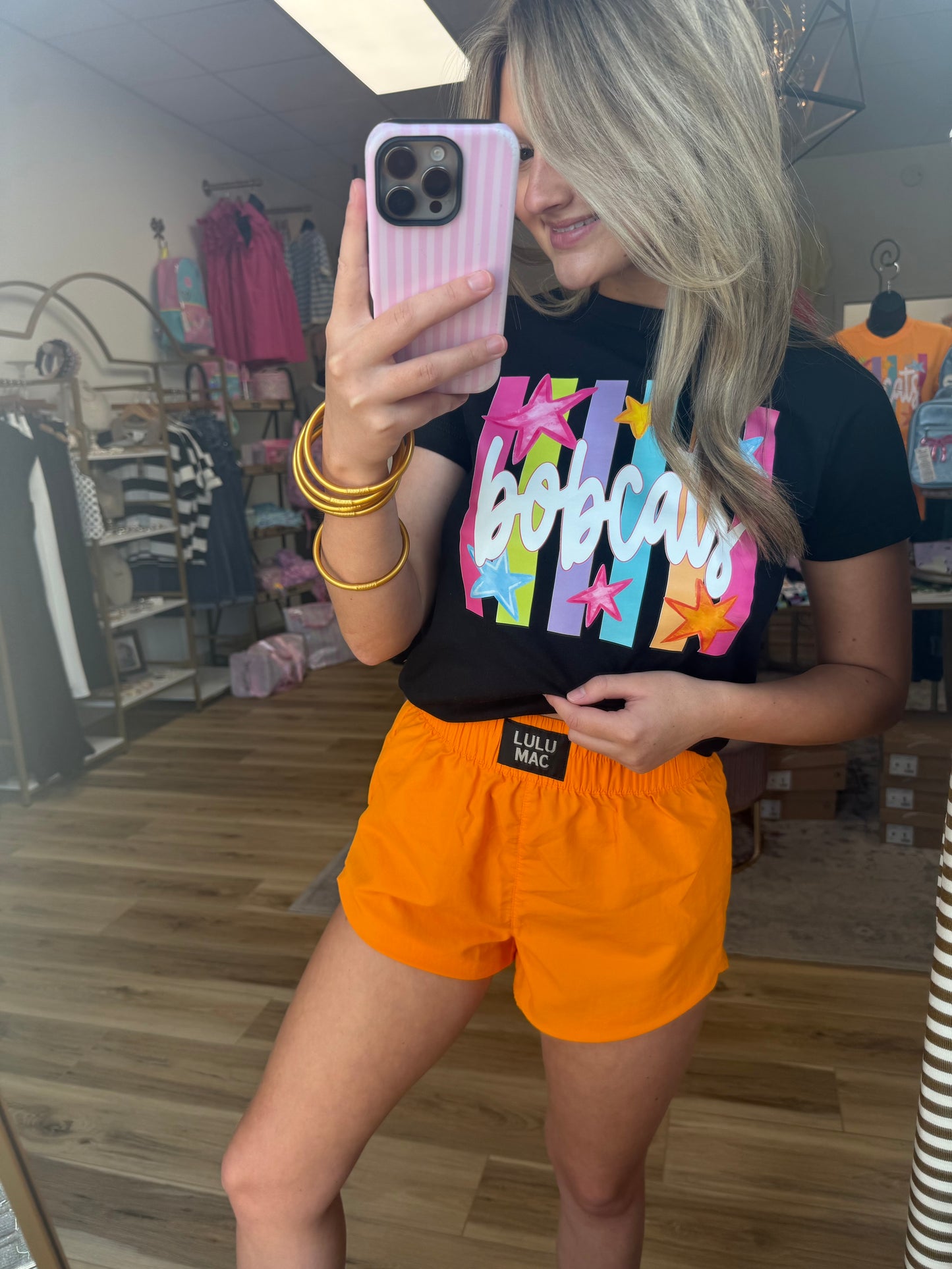 Orange Lulu Mac Shorts