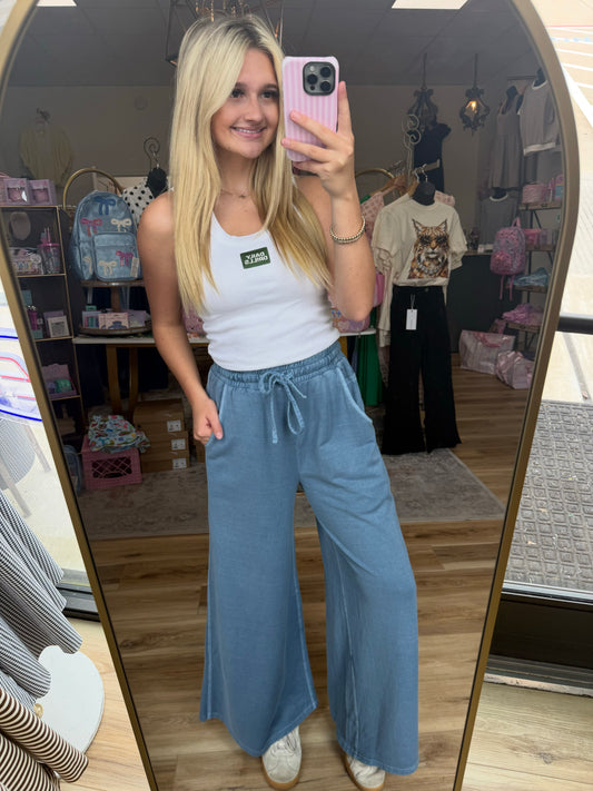 Blue Wide-leg Sweatpants
