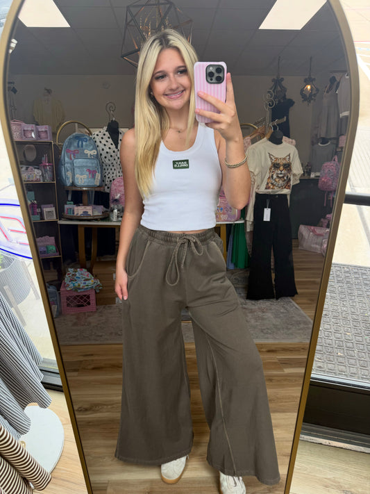 Brown Wide-leg Sweatpants