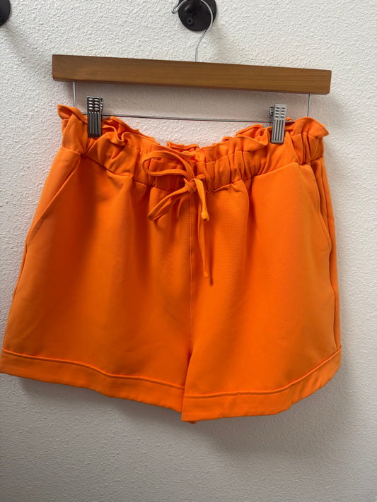 Orange Ruffle Dress Shorte