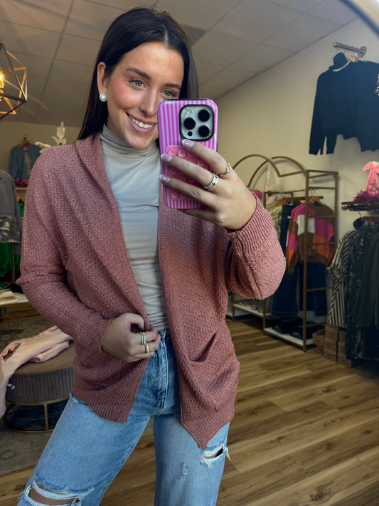 Mauve Pocket Cardigan