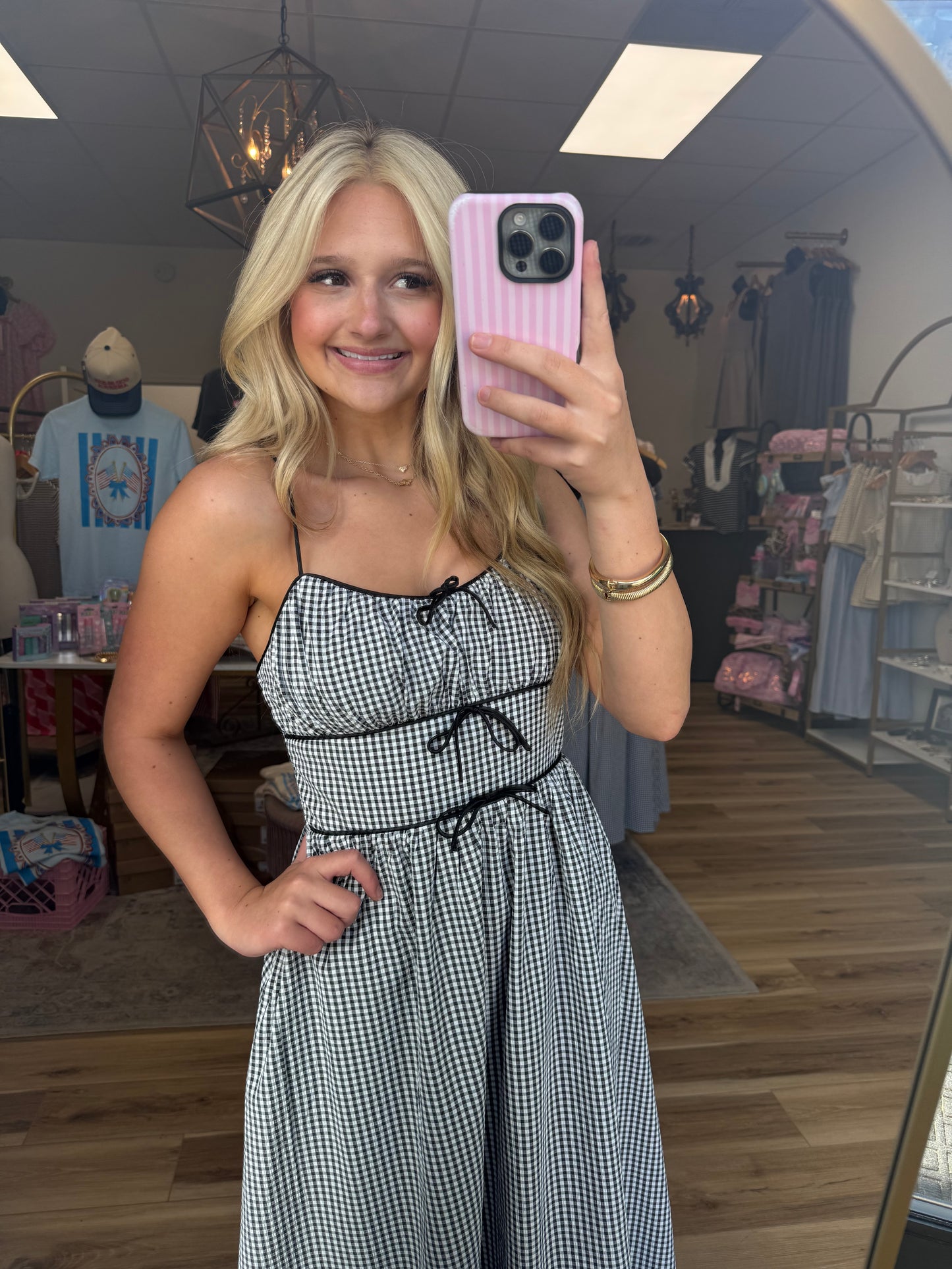 Black/White Striped Bow Maxi