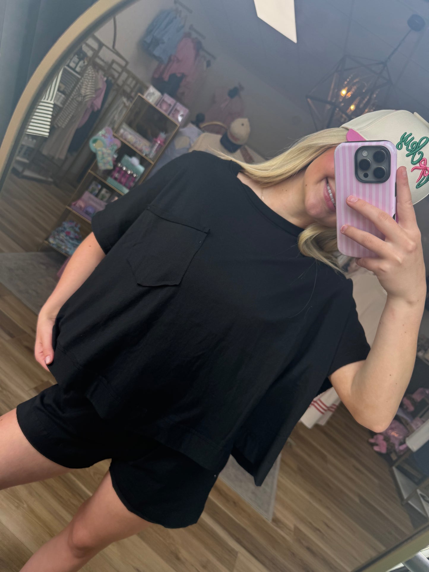 Black Pocket Tee Set