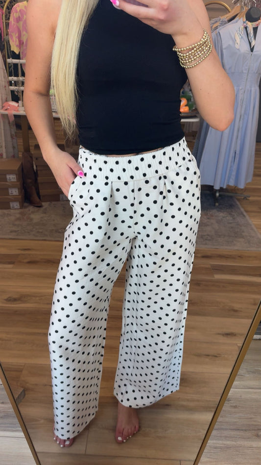 White/Black Polka Dot Pant