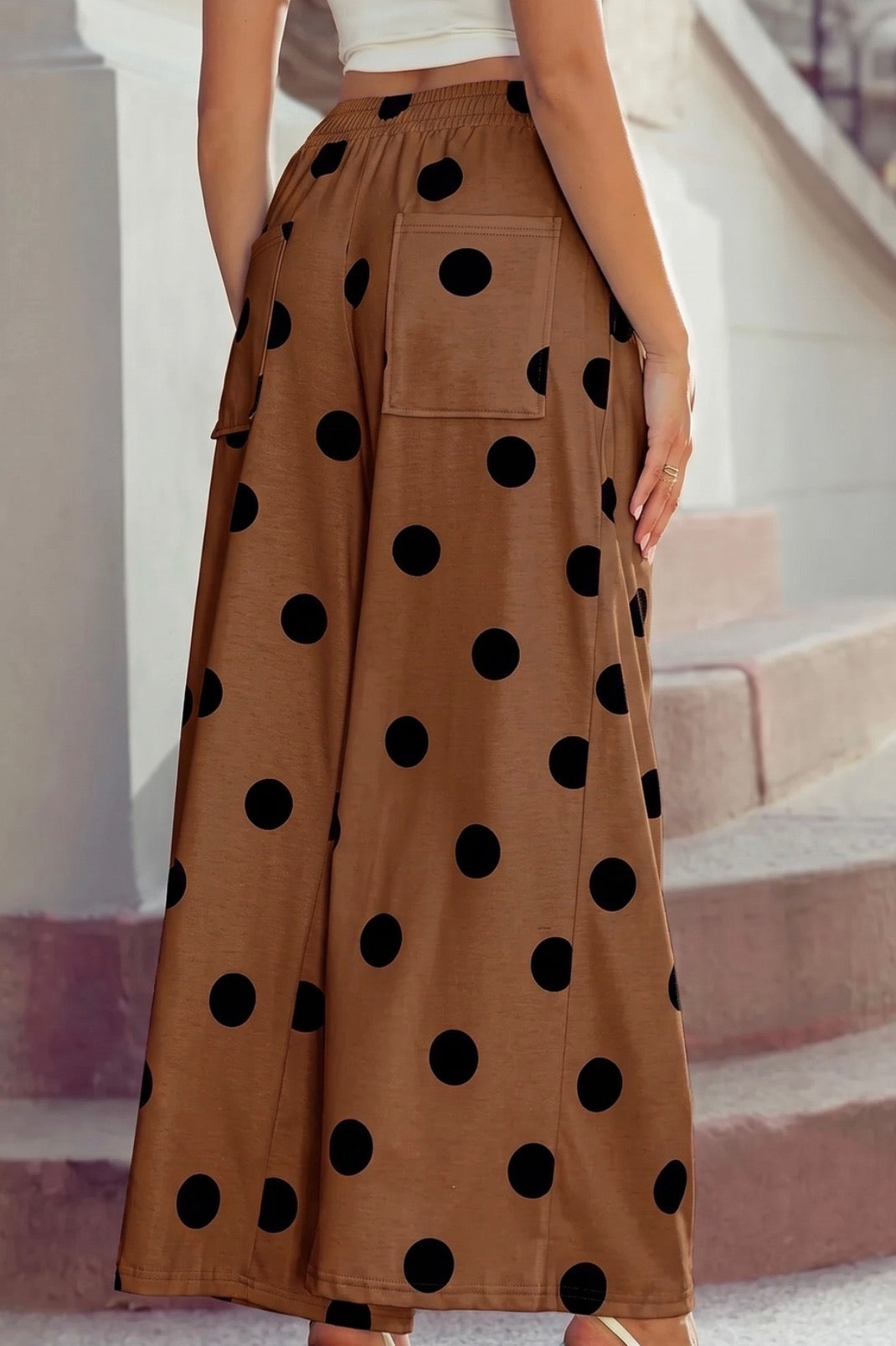 Black/Brown Polka Dot Wide-Leg Pants