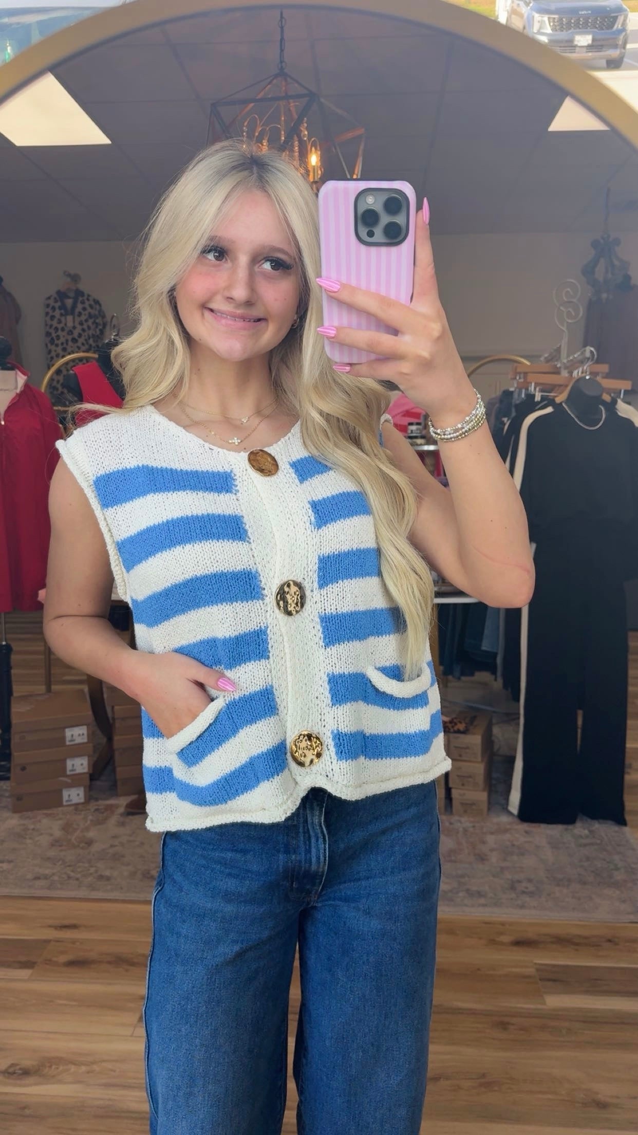 Blue Spring Stripe Vest