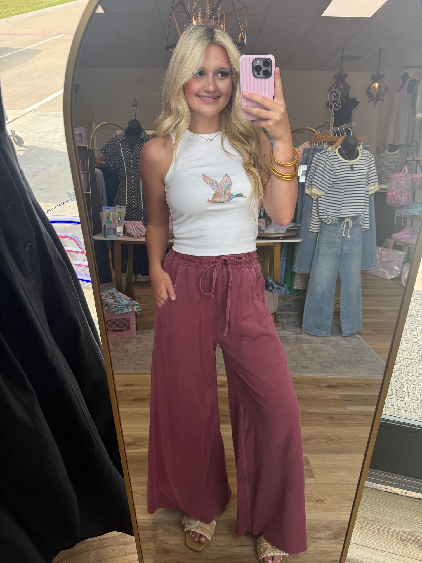 Maroon Wide-leg Sweatpant