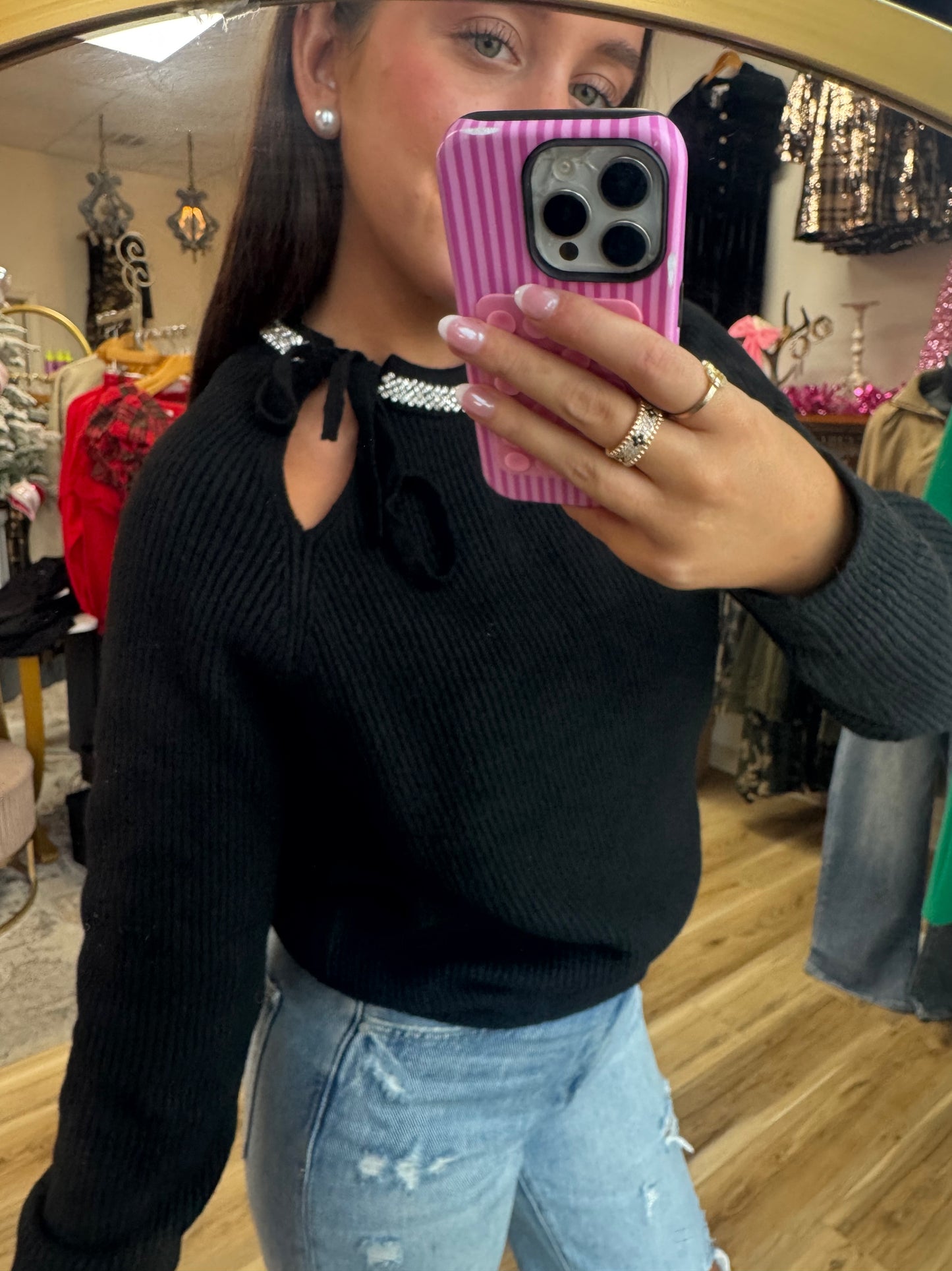 Midnight Bow Slit Top