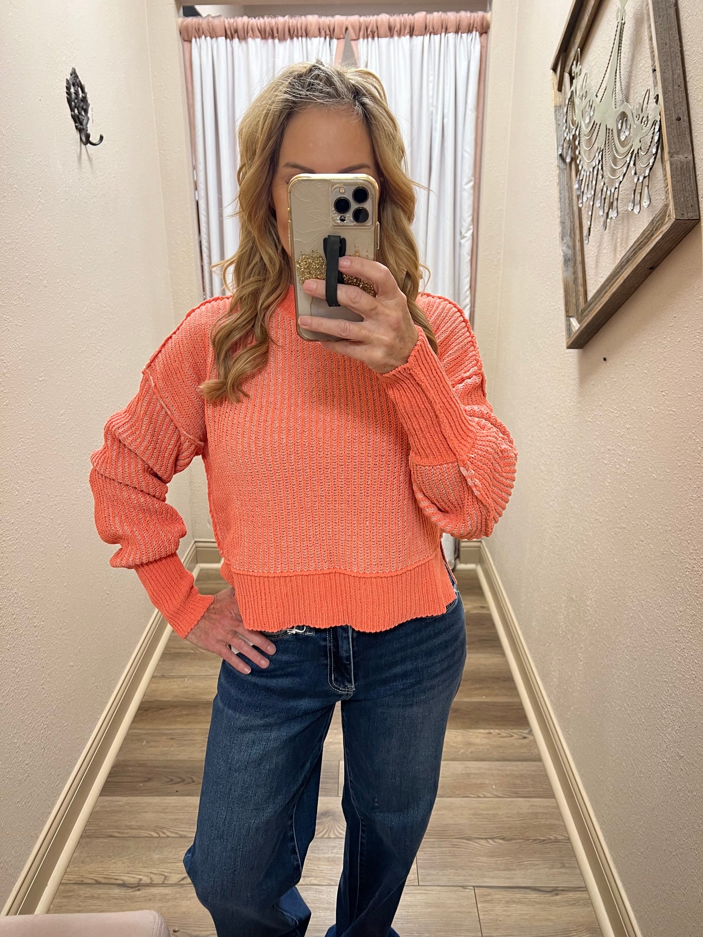 Orange Ribbed Sweater