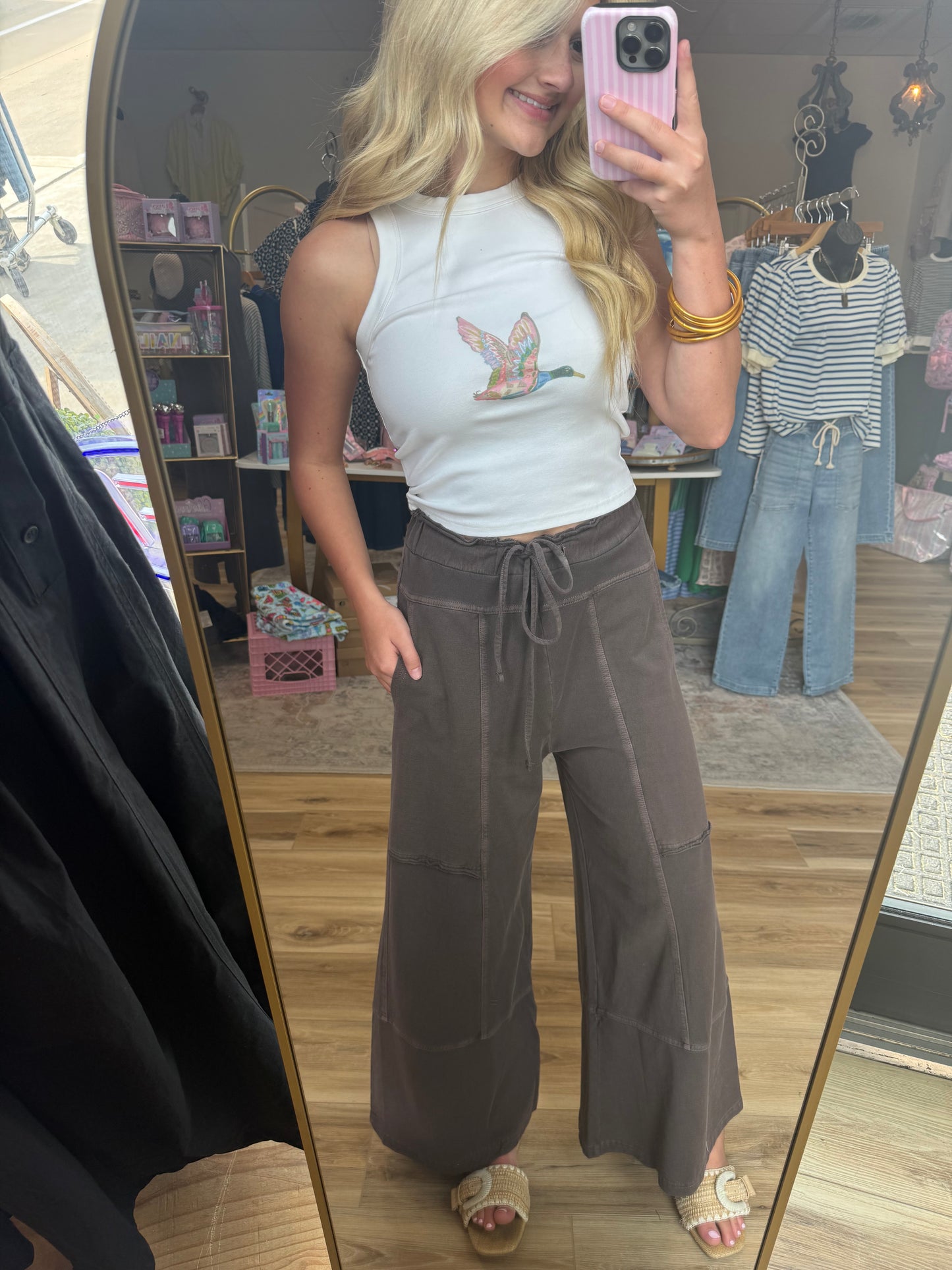 Brown Wide-leg Cargo Sweatpants