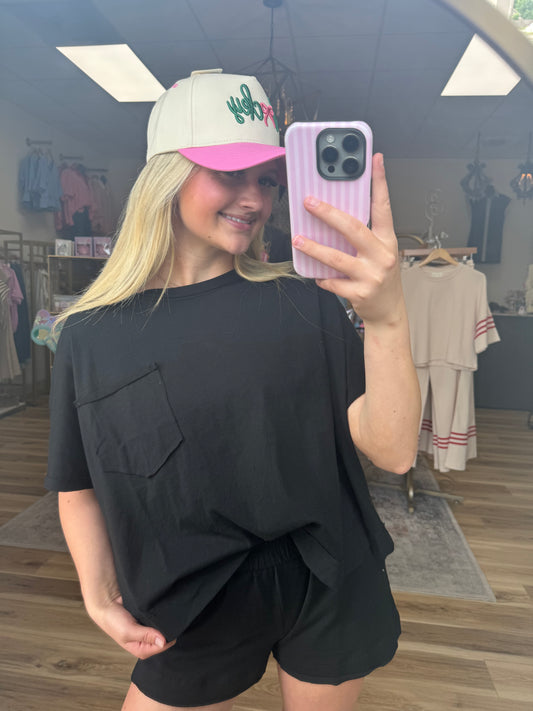 Black Pocket Tee Set