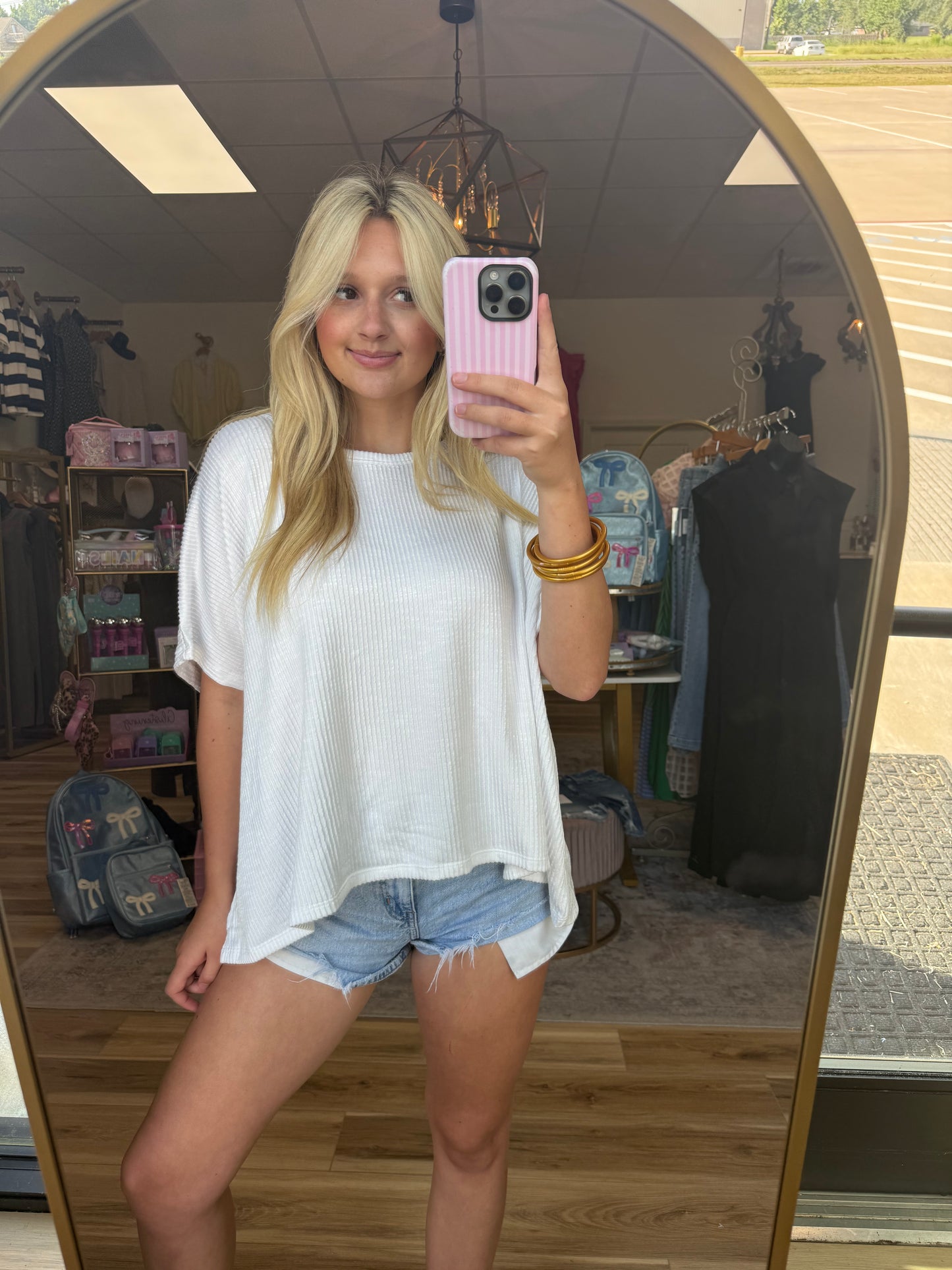 White Soft Ribbed Tee