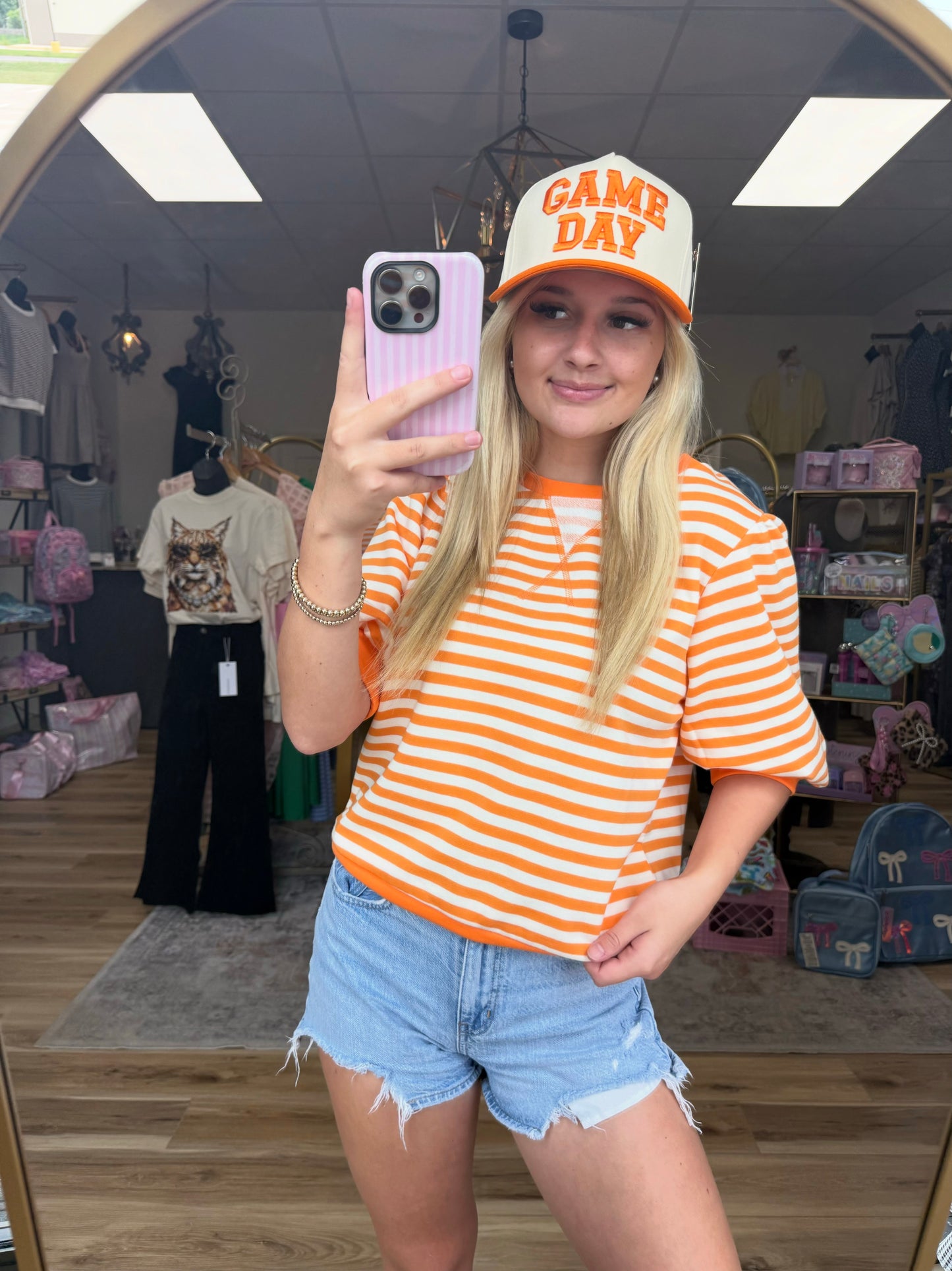 Orange/White Spirit Stripe Top