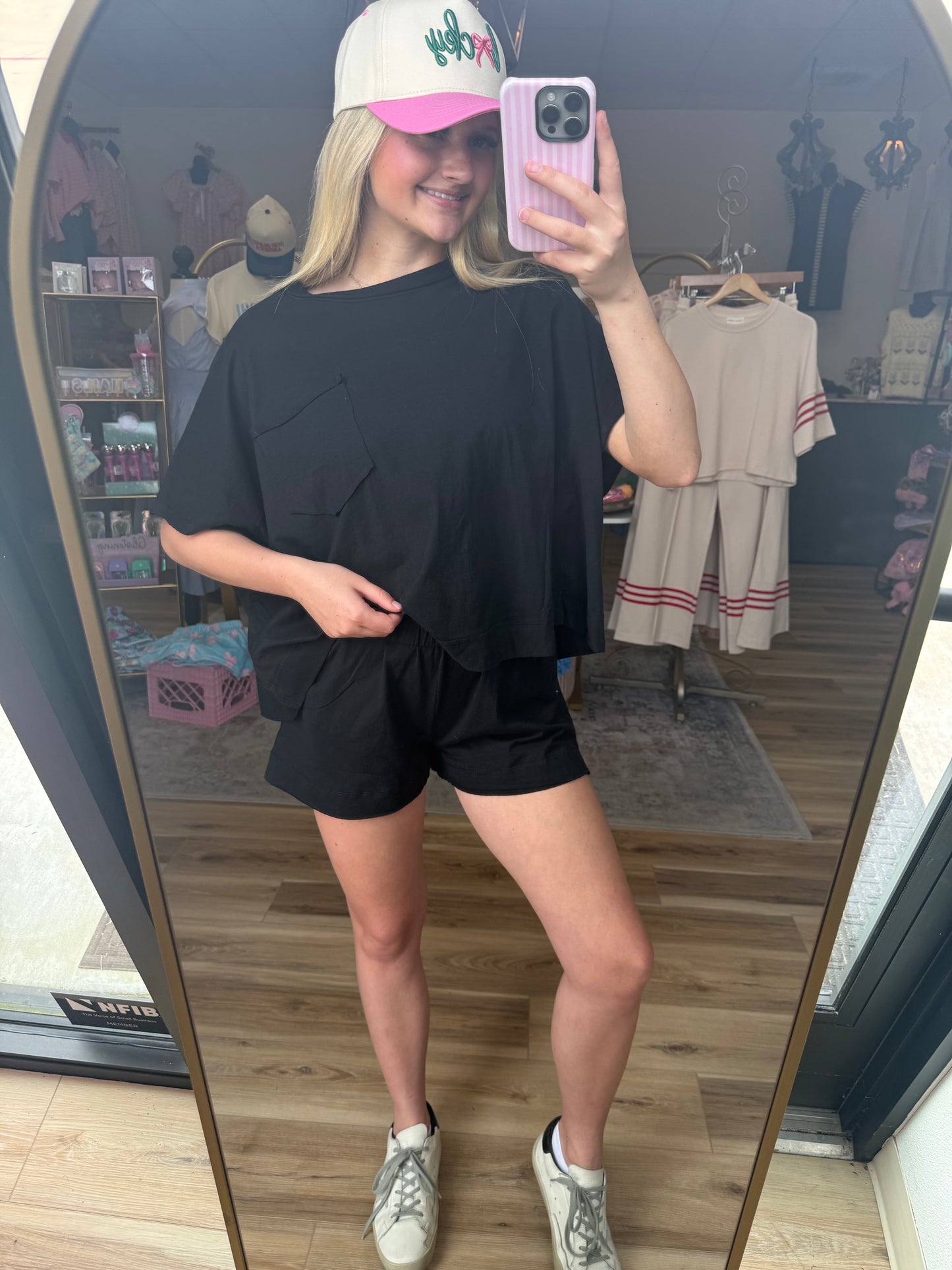 Black Pocket Tee Set
